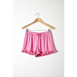 Delia's Pajama Shorts Women XL Pink Y2K Ruffle‎ Trim Elastic Waist Loungewear